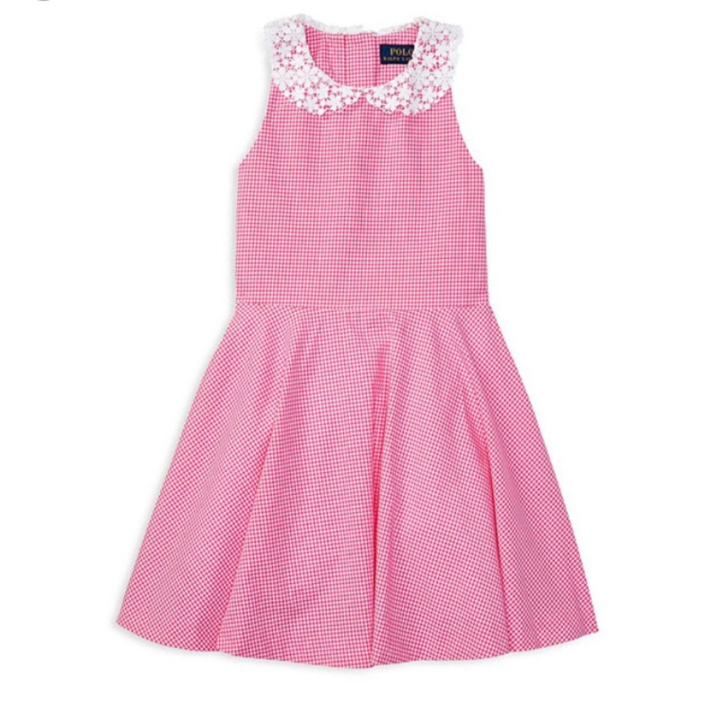 Ralph Lauren girls pink striped seersucker dress
